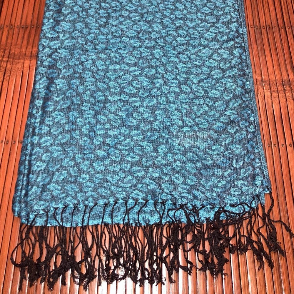 Blue Leopard Print Pashmina Scarf 72”